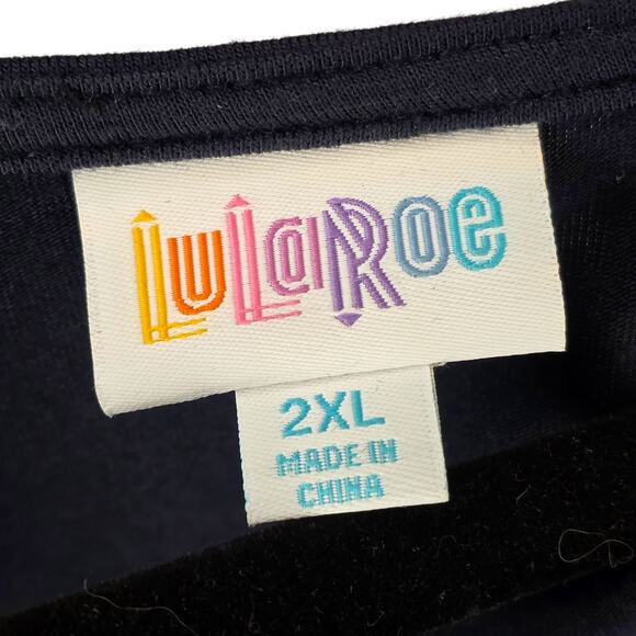 LuLaRoe Michelle Wrap Dress 2XL Navy Blue Solid Adjustable 3/4 Sleeve - Picture 7 of 10